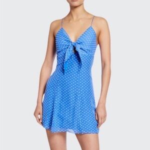 Alice + Olivia Front Tie Blue Polka Dot Mini Dress